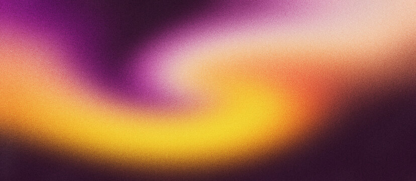 Vibrant grainy background, magenta purple orange glowing abstract shape on dark backdrop, noise texture header, banner, poster, wallpaper design