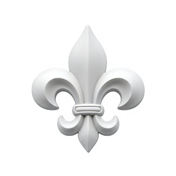 Fleur-de-lis symbol with metallic silver finish and subtle 3d effect