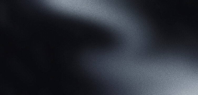 Abstract dark grain texture shape on black background, dark grainy poster backdrop, header, cover, banner or wallpaper design