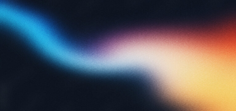 Grainy gradient background blue pink yellow abstract glowing color wave black dark backdrop noise texture banner poster header design