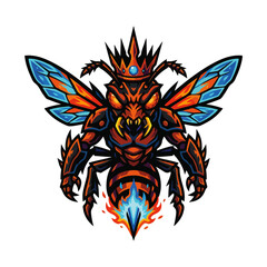Fototapeta premium Angry Hornet King Mascot Vector Logo Esports Illustration