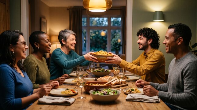 Chosen family shares a home-cooked dinner together
