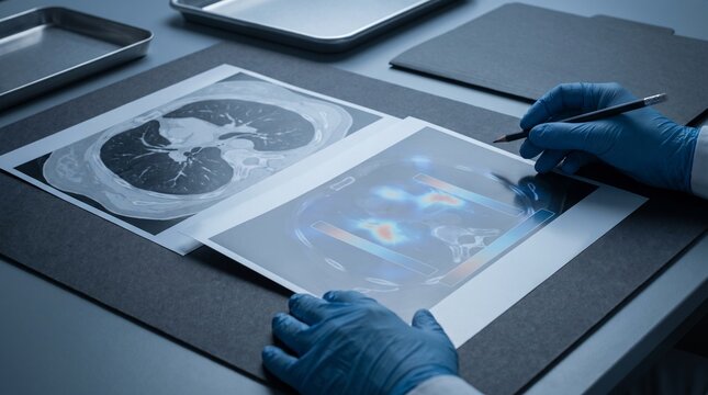 Hands validate AI findings on anonymized chest CT images