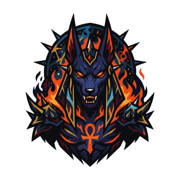 Egyptian Anubis Jackal Mascot Vector Illustration Logo