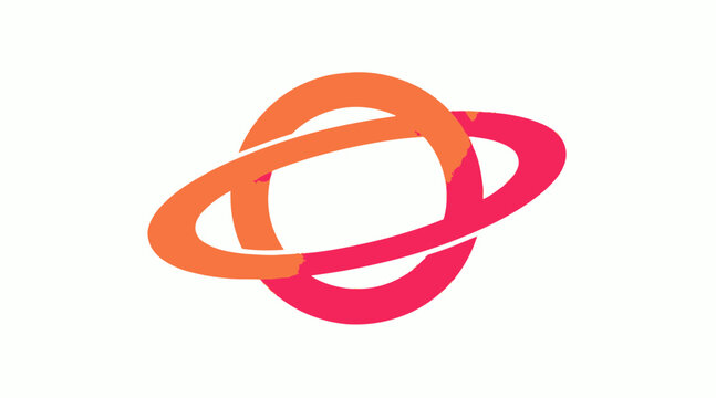 Saturn planet with rings circular logo.