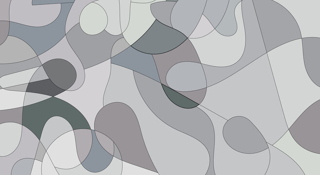 Gray Camouflage Pattern with Overlapping Organic Shapes, Military Texture Featuring Irregular Curved Forms, Camouflage Design with Soft Neutral Tones, Military Inspired Background with Random Curved P