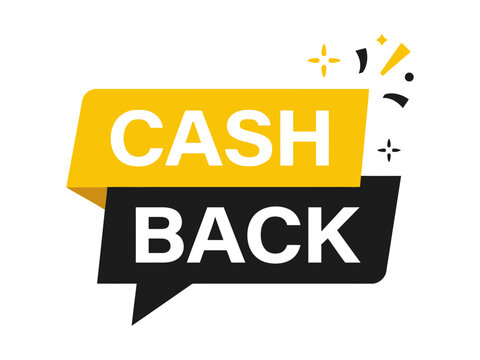 Cash back offer announcement vector illustration with yellow and black banner design