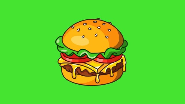 Animation Hamburger appearing on green screen Chroma key Motion Effect