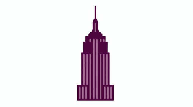 Purple city skyscraper architecture icon.