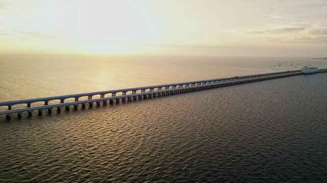 Longest pier in the world at Progreso during a beautiful sunset