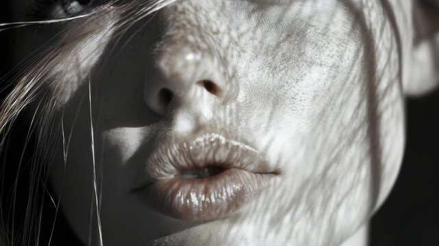 A close-up shot capturing the beauty and softness of a young woman's features as sunlight illuminates her skin.