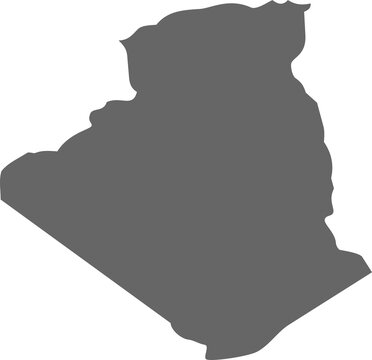 Algeria map silhouette, gray geographic border of North African country, isolated national landmass outline for infographics