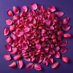 Obraz premium Pink flower petals scattered on a purple background romance beauty and natural elegance for decorative designs, the soft delicate petals offer a fresh and organic feel various design applications