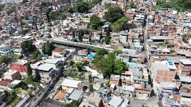 Aerial View of Rocinha Favela in Rio de Janeiro, Brazil