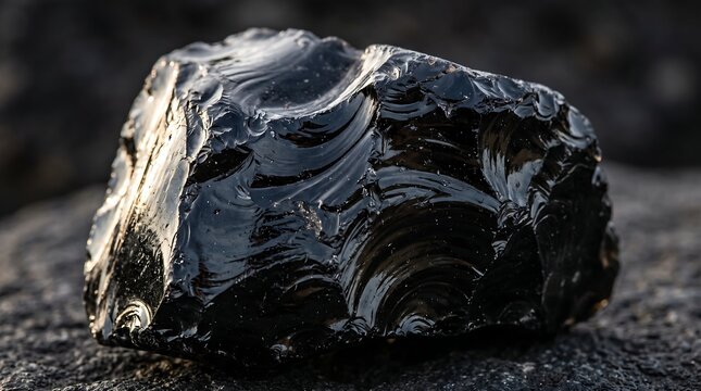 Raw Black Obsidian Stone Texture