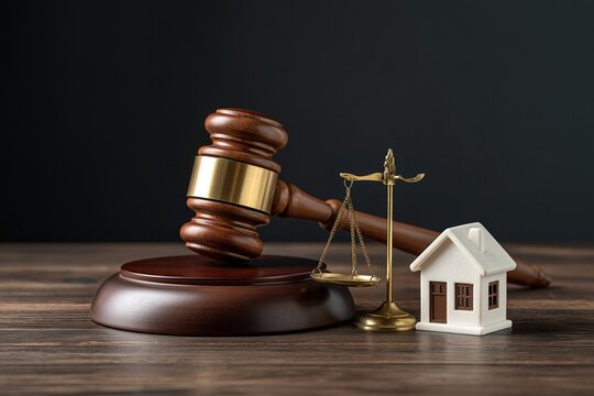 Wooden Gavel and Scales of Justice Symbolizing Real Estate Law, Property Disputes, and Legal Decisions