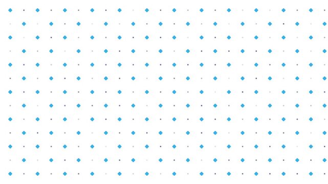 Abstract Light White Background Seamless Loop Motion Graphics Featuring Rotating Blue Squares And Pulsing Dark Blue Dots Diagonal Matrix Grid