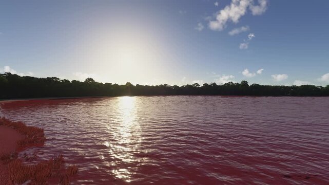 Aerial drone view of Hillier Lake in Western Australia. Australia