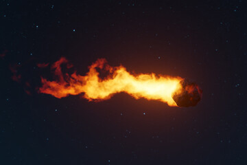 3D Rendering of falling fireball meteors in front of starry sky © Brilliant Eye