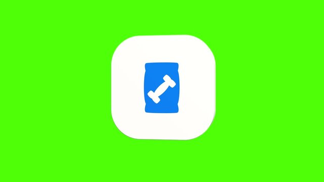3D animated dog food bag with bone symbol icon on a white rounded card with a green screen background. Smooth loop motion, perfect for mobile app UI, pet supply store, and video editing elements. 