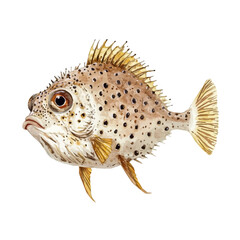 watercolor graphic of Pufferfish illustration, isolated on a white background. © teralis