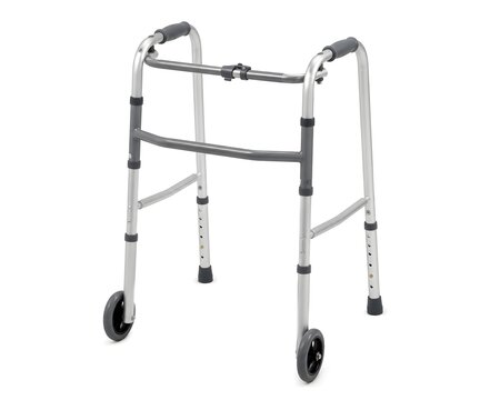Folding Two Wheel Walker for Seniors Front Wheels Rear Tips Stable Lightweight Everyday Mobility Support