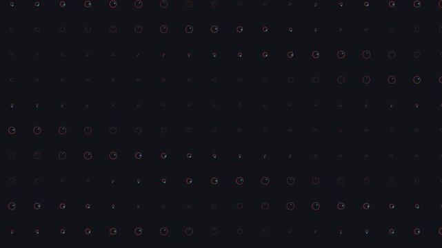 Abstract Dark Graphite Warm Coral And Cyan Organic Flow Pulsing Rings Seamless Loop Motion Graphics Featuring Wave Matrix Grid