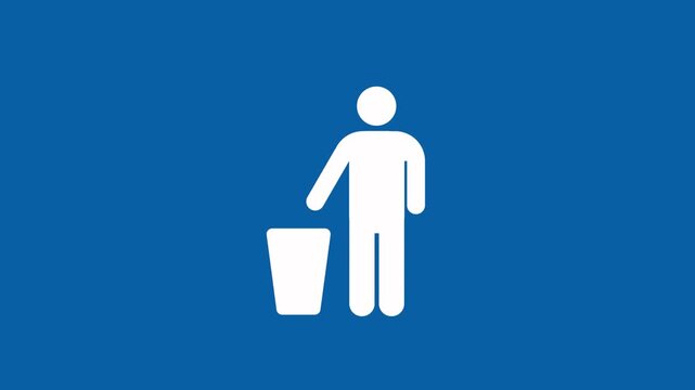 Person Throwing Garbage into Trash Bin Icon Animation