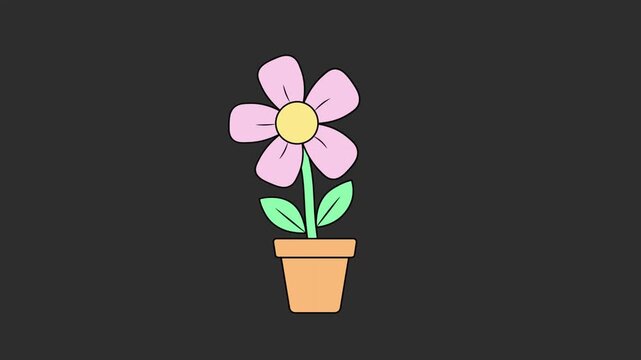 Potted Flower Growing Icon Animation in Natural Palette