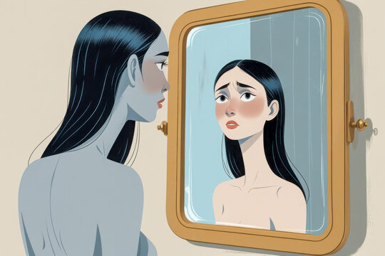 Body dysmorphic mental disorder. person overly concerned about an imaginary defect AI Generative