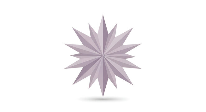 Minimalist geometric star design in purple decorative origami style isolated on white background for modern graphic projects