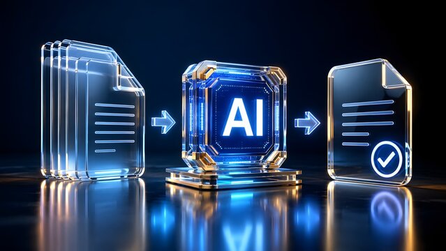 Artificial intelligence processes raw data, transforming files into validated digital documents for enhanced efficiency and accuracy in modern information management.