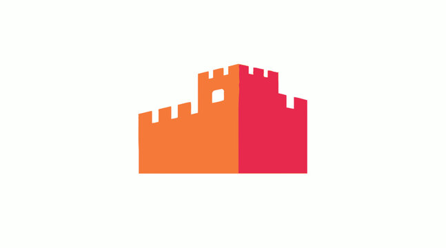Red gradient castle wall fortress icon.