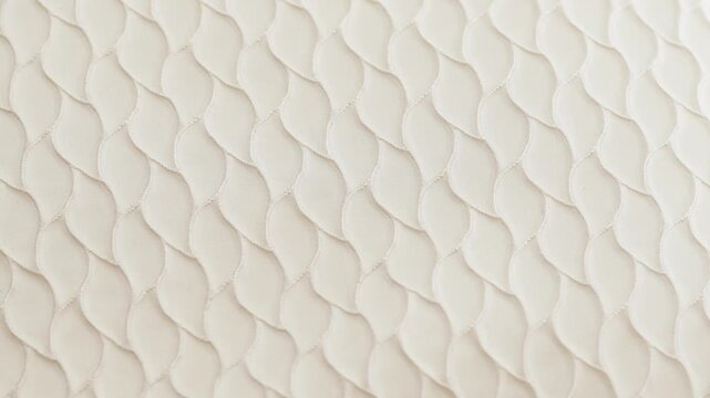 Detailed texture of an elegant cream colored fabric with wavy embroidered patterns