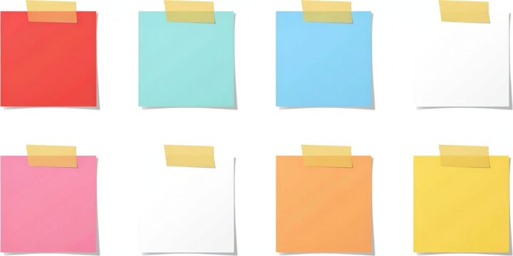 Sticky notes illustration set, colorful square paper tape festive vector artwork