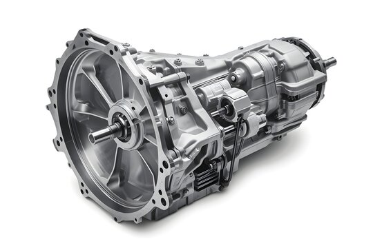 Modern 6 speed manual transmission gearbox assembly component isolated on white background