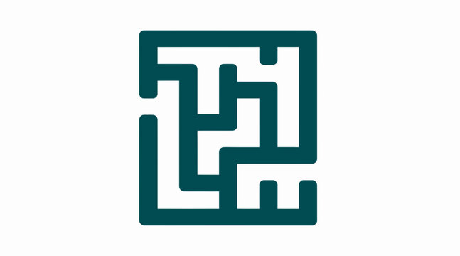 Green square labyrinth maze puzzle icon.