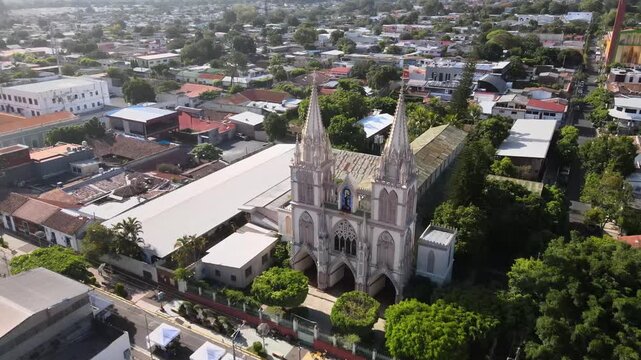 Aerial View of Iglesia El Carmen in Santa Tecla, El Salvador.