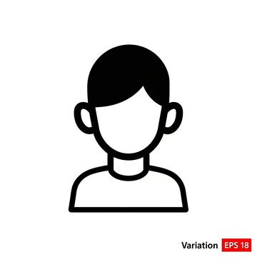 Simple line art icon of a young boy avatar