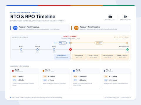 RTO and RPO &mdash; Disaster Recovery RTO RPO Business Continuity Timeline