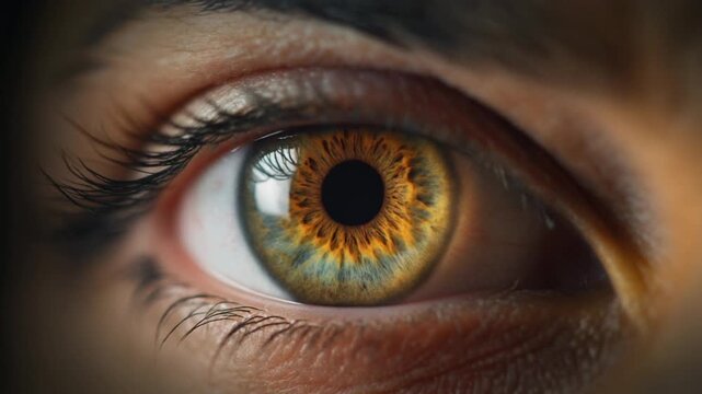 Cinematic extreme macro footage of a single tiger eye partially surrounded by soft natural fur for international tiger day