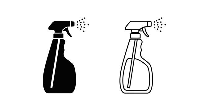 Vector illustration of spray bottle cleaning icon set on a transparent background