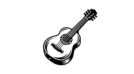 Fototapeta premium Acoustic guitar stringed musical instrument illustration.