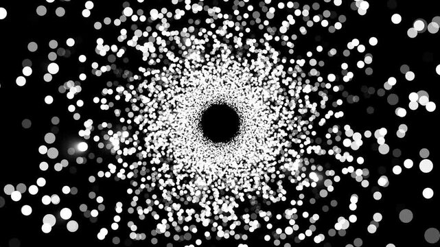 4K Abstract Bokeh tunnel camera zooming animation.