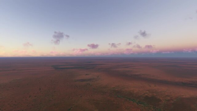 Circular aerial view at sunset of Telfer and Great Sandy Desert. Australia