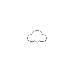 Fototapeta premium Minimal Mono-Line Cloud Download Icon (Clean Vector Style)