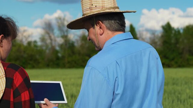 Technology adoption in agriculture, Father and daughter on farm, Farming teamwork, Rural lifestyle, Crop monitoring with tablet, Agriculture of the future, Digital transformation in farming, Modern