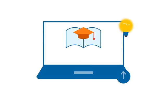 online learning icon depicting digital study process representing education e-learning and remote knowledge