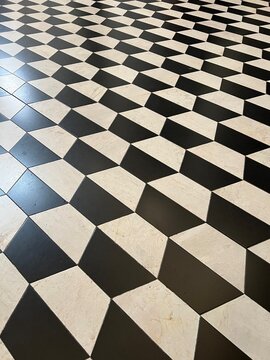 Black and white trapezoid tile pattern