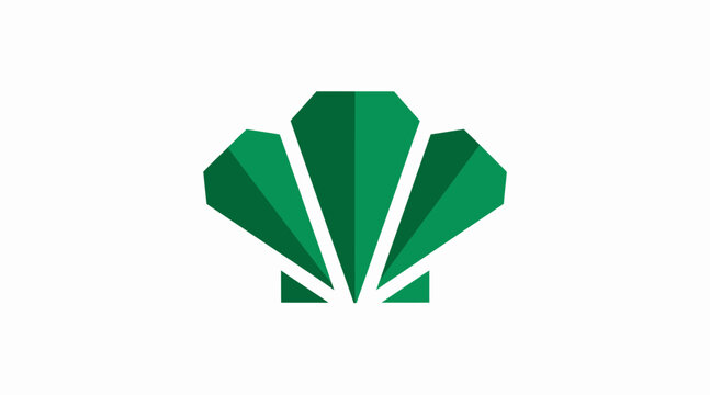Green geometric shell fan logo icon